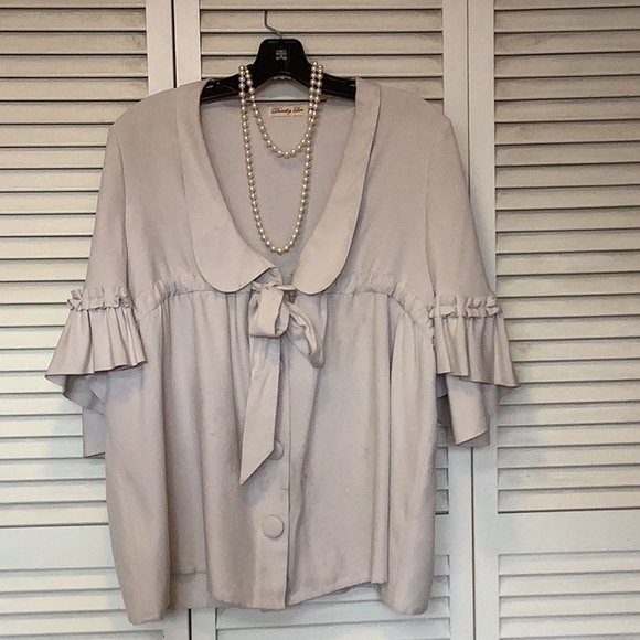 Dusty pink blouse with ruffles women’s size 10 - Picture 1 of 3